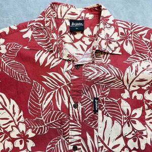 Vintage Kai-Veikau Hawaiian Shirt Mens XL Red Cotton Palm Tropical Retro Fiji